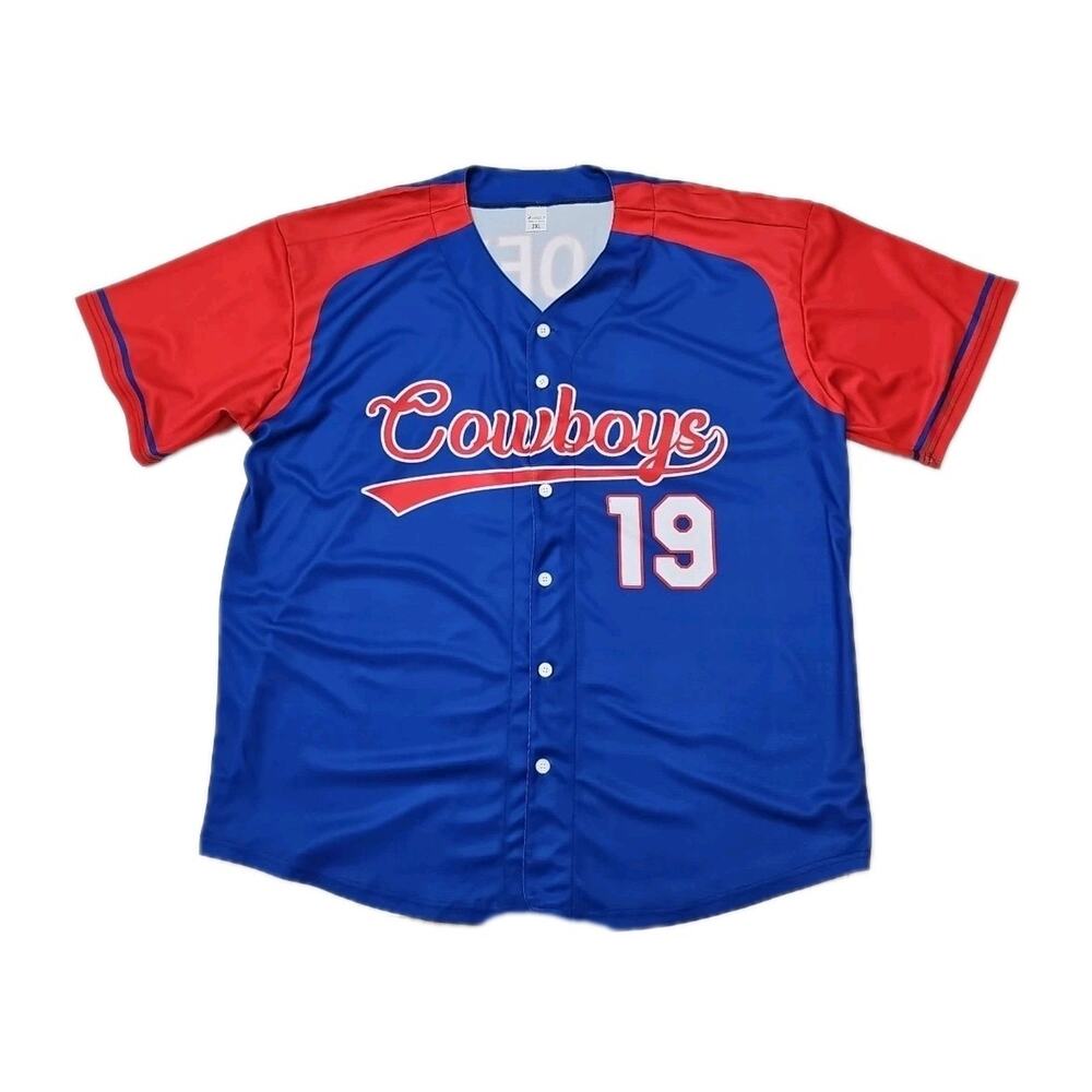 Cowboys 19 Jersey #47 Joey Blue RED Sz 2XL BUTTONS